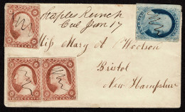 Lot # 025 1852, 3¢ Dull Red, Type II Three Copies And 1852, 1¢ Blue, Type IV - Covers & Documents