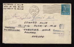 Lot # 114 Prisoner Of War: 1945 Letter Bearing 1938, 5¢ Monroe Bright Blue - Lettres & Documents