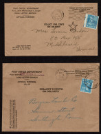 Lot # 115 Dead Letter Return Office Fee: Two Examples Of 1938, 5¢ Monroe Bright Blue Used Instead Of Postage Due Stamp O - Covers & Documents