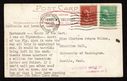 Lot # 153 Postcard:1938, 10¢ Tyler Brown Red, 1¢ Washington Green - Cartas & Documentos