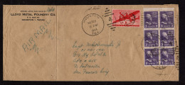 Lot # 169 Military Rate To Hawaii: 1945 Cover Bearing 1938, 3¢ Jefferson Light Violet, Booklet Pane Of 6 1941, Plus 6¢ T - Lettres & Documents