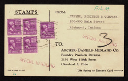 Lot # 174 Special Handling: 1938, 19¢ Hayes Mauve BLOCK OF FOUR And Single - Lettres & Documents