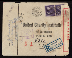 Lot # 210 Used To Israel:1950 Cover Bearing 1938 3c Jefferson Light Violet PAIR - Briefe U. Dokumente