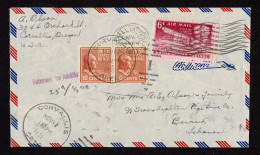 Lot # 236 Coil:1951 Envelope Bearing 1939, 10¢ Tyler, Horizontal Coil Pair And 1949, 6¢ Wright Brothers Magenta Airmail - Covers & Documents