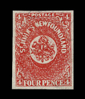 Lot # 253 Newfoundland: 4 Pence Type A Showing The Blank Areas Where The Cancel Was Applied. - Sonstige & Ohne Zuordnung