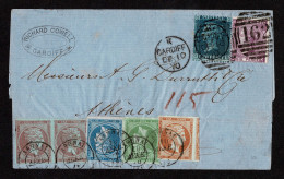 Lot # 316 Great Britain: Genuine 1870 Folded Letter Sheet To Athens Bearing 1855-56 2d, 6d Lilac - Otros & Sin Clasificación