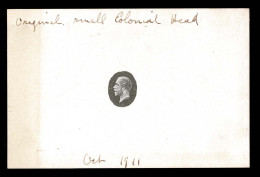 Lot # 387 British Commonwealth: 1911 George V Small Colonial Head Master Die Proof, As Approved, In Black On Glazed Card - Autres & Non Classés