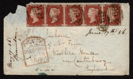 Lot # 408 Bermuda: 1854, 1d Red Brown On Bluish, Small Crown Watermark, Perf. 16, Strip Of Five (missing End Stamp) - 1859-1963 Crown Colony