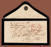 Lot # 410 Bermuda Stampless: Mourning Envelope (very Attractive) Bearing Red P3 ST GEORGES MY 29 1863 PAID C.d.s. - 1859-1963 Colonie Britannique