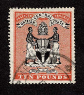 Lot # 414 BRITISH CENTRAL AFRICA: Nyasaland; 1895, Arms Of The Protectorate, £10 Black & Orange Vermilion - South West Africa (1923-1990)