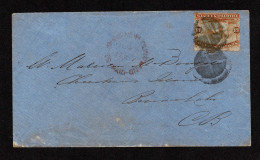 Lot # 421 Newfoundland Used To Christmas Island, C.B. 1865, 13¢ Orange On Yellowish Fine, Tied By 2 Cork Cancels On Blue - Cartas & Documentos