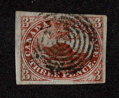 Lot # 432 1851, Beaver, 3d Red, Laid Paper, Neat 7-ring Cancel - Oblitérés