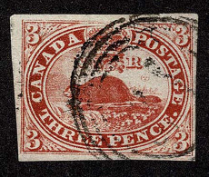 Lot # 445 1852, Beaver, 3d Red, Ribbed Paper - Usados