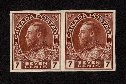 Lot # 475 1924, King George V “Admiral”, 7¢ Red Brown, IMPORFORATE PAIR - Nuevos