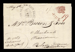 Lot # 476 Cape Of Good Hope: Used To Rhode Island, United States: 1809 Pre-stamp Double Letter-sheet Showing A Fine Stri - Kap Der Guten Hoffnung (1853-1904)