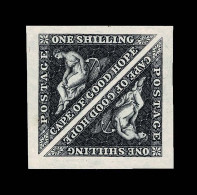 Lot # 478 Cape Of Good Hope: 1s Black PAIR On Wove Paper, Reprinted Die Proof - Cape Of Good Hope (1853-1904)
