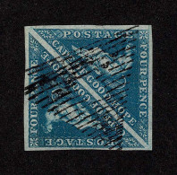 Lot # 481 1853 “Triangular”, Perkins Bacon Printing, 4d Deep Blue On Deeply Blued Paper, PAIR - Cape Of Good Hope (1853-1904)