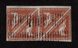 Lot # 484 1853 “Triangular”, Perkins Bacon Printing, 1d Brick Red On Slightly Bluish Paper, Horizontal BLOCK OF FOUR - Cape Of Good Hope (1853-1904)