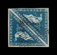 Lot # 489 1853 “Triangular”, Perkins Bacon Printing, 4d Blue On Bluish Paper, PAIR - Cape Of Good Hope (1853-1904)