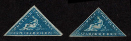 Lot # 498 1855, Triangular, Perkins Bacon Printing, 4d Blue On White Paper - Cape Of Good Hope (1853-1904)