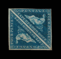 Lot # 499 1855 “Triangular”, Perkins Bacon Printing, 4d Blue On White Paper PAIR - Cape Of Good Hope (1853-1904)