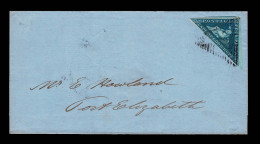 Lot # 501 Used To Port Elizabeth: 1855-63 “Triangular”, Perkins Bacon Printing, 4d Blue On White Paper Small To Large Ma - Cap De Bonne Espérance (1853-1904)