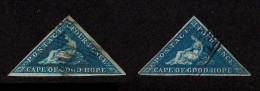 Lot # 502 1855 - 63 “Triangular”, Perkins Bacon Printing, 4d Deep Blue Or Deep Blue FIVE Used Shades - Cap De Bonne Espérance (1853-1904)