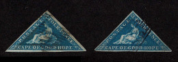 Lot # 502 1855 - 63 “Triangular”, Perkins Bacon Printing, 4d Deep Blue Or Deep Blue FIVE Used Shades - Cape Of Good Hope (1853-1904)