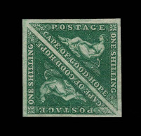 Lot # 508 1858 “Triangular”, Perkins Bacon Printing, 1s Deep Dark Green PAIR - Cape Of Good Hope (1853-1904)