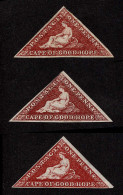 Lot # 512 1863-64 “Triangular”, De La Rue Printing, The Three Shades Of The 1d - Deep Carmine Red, Red Brown, And Browni - Cape Of Good Hope (1853-1904)