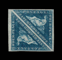 Lot # 515 1863-64 “Triangular”, De La Rue Printing, 4d Blue SHEET MARGIN PAIR - Cape Of Good Hope (1853-1904)