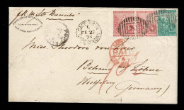 Lot # 537 Used To Germany:1864-77 1s Blue-green And 1871-76 Carmine-red Wing-margin PAIR - Cape Of Good Hope (1853-1904)
