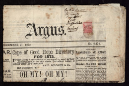 Lot # 542 Newspaper: 1871 - 76 1d Carmine-red, Two PAIRS Tied By "1" BONC Handstamp Cancel To The Saturday 1 December 18 - Kap Der Guten Hoffnung (1853-1904)