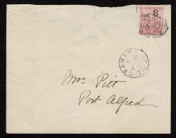 Lot # 546 1882 (30 May): Envelope From Grahamstown To Port Alfred Bearing 1880 “3” On 3d Pale Dull Rose, Error SURCHARGE - Cabo De Buena Esperanza (1853-1904)