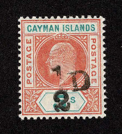 Lot # 564 CAYMAN ISLANDS: 1907, King Edward VII ½d On 5s Salmon & Green And 1d On 5s Salmon & Green Later Corner Copy - Caimán (Islas)