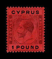 Lot # 567 CYPRUS: 1924, King George V, £1 Purple & Black On Red - Unused Stamps