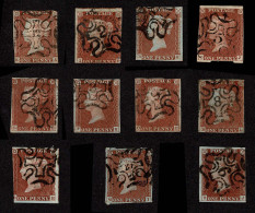 Lot # 592 1841, 1d Red Brown Maltese Cross With Numerals 1-12, Less Number 4 - Used Stamps