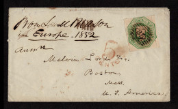 Lot # 606 Used To The United States: 1847, Queen Victoria (embossed), 1s Green - Lettres & Documents