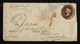Lot # 611 Used To Australia: 1854, Queen Victoria (embossed), 6d Purple Sheet Margin Copy - Lettres & Documents