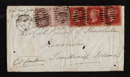 Lot # 616 Used To Sandwich Islands (Hawaii): 1862, Queen Victoria, 6d Lilac, Emblems Watermark PAIR Together With 1856 1 - Briefe U. Dokumente