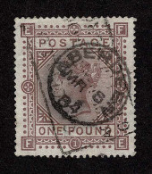 Lot # 630 1882, Queen Victoria, £1 Brown Lilac On White Paper, Anchor Watermark - Oblitérés