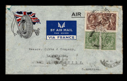 Lot # 671 Used To Chile: French Airmail: 1934, King George V Re-engraved “Seahorse”, 2s6d Chocolate Brown Plus Two Copie - Covers & Documents