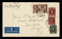 Lot # 680 Used To Brazil:1934, King George V Re-engraved “Seahorse”, 2s6d Chocolate Brown,1935, King George V (photograv - Lettres & Documents