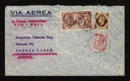 Lot # 689 Used To Argentina: 1934, King George V Re-engraved “Seahorse”, 2s6d Chocolate Brown With 1939, King George VI, - Cartas & Documentos