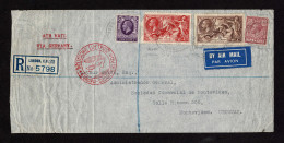 Lot # 690 Used To Uruguay: 1934, King George V Re-engraved “Seahorse”, 5s Bright Rose Red, 2s6d Chocolate Brown, 1924, 6 - Covers & Documents
