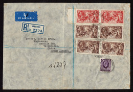 Lot # 693 Used To Chili: 1934, King George V Re-engraved “Seahorse”, 5s Bright Rose Red PAIR, 1934, King George V Re-eng - Cartas & Documentos