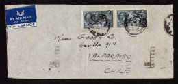 Lot # 696 Used To Chile: 1934, King George V Re-engraved “Seahorse”, 10s Indigo PAIR - Briefe U. Dokumente