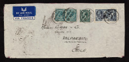 Lot # 697 Used To Chili: 1934 King George V 10sh Indigo, 1924 10d Turquoise-blue PAIR, And 4d Grey-green All Tied By “LO - Cartas & Documentos