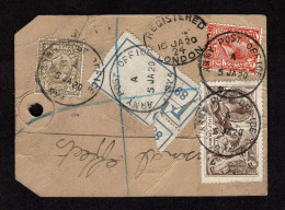 Lot # 706 Used In Constantinople: Parcel Tags; 1918, King George V “Seahorse”, Bradbury, Wilkinson Printing, 2s6d Chocol - Cartas & Documentos