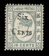 Lot # 783 Labuan: North Borneo: 1893 6c On 16c Gray - Autres & Non Classés